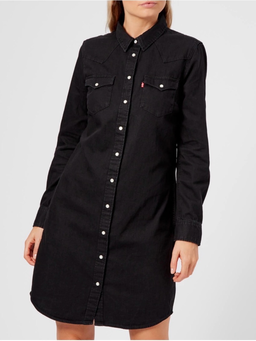 Levi's Black Long-Sleeve Denim Shirt Dress